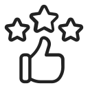 Thumbs up icon with three stars above, symbolizing positive feedback and satisfaction related to Driveways Wicklow services